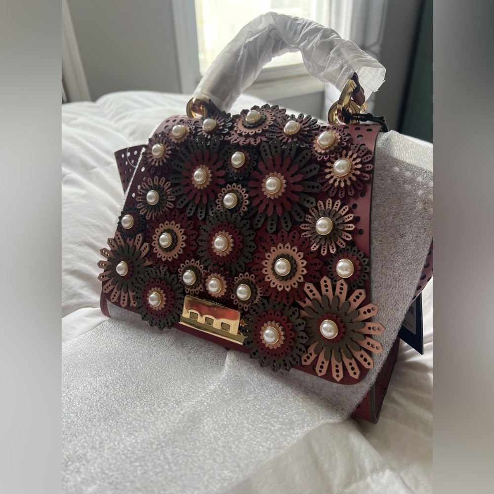 Zac Posen Eartha Kitt soft top handle smoked merlot bag